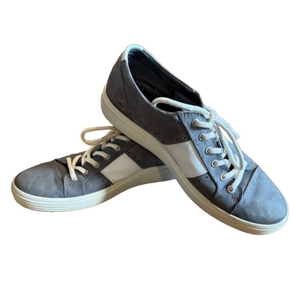 Ecco Men's Nubuck Gray White Leather Casual Loafer Sneaker Size 9 - Picture 2 of 11